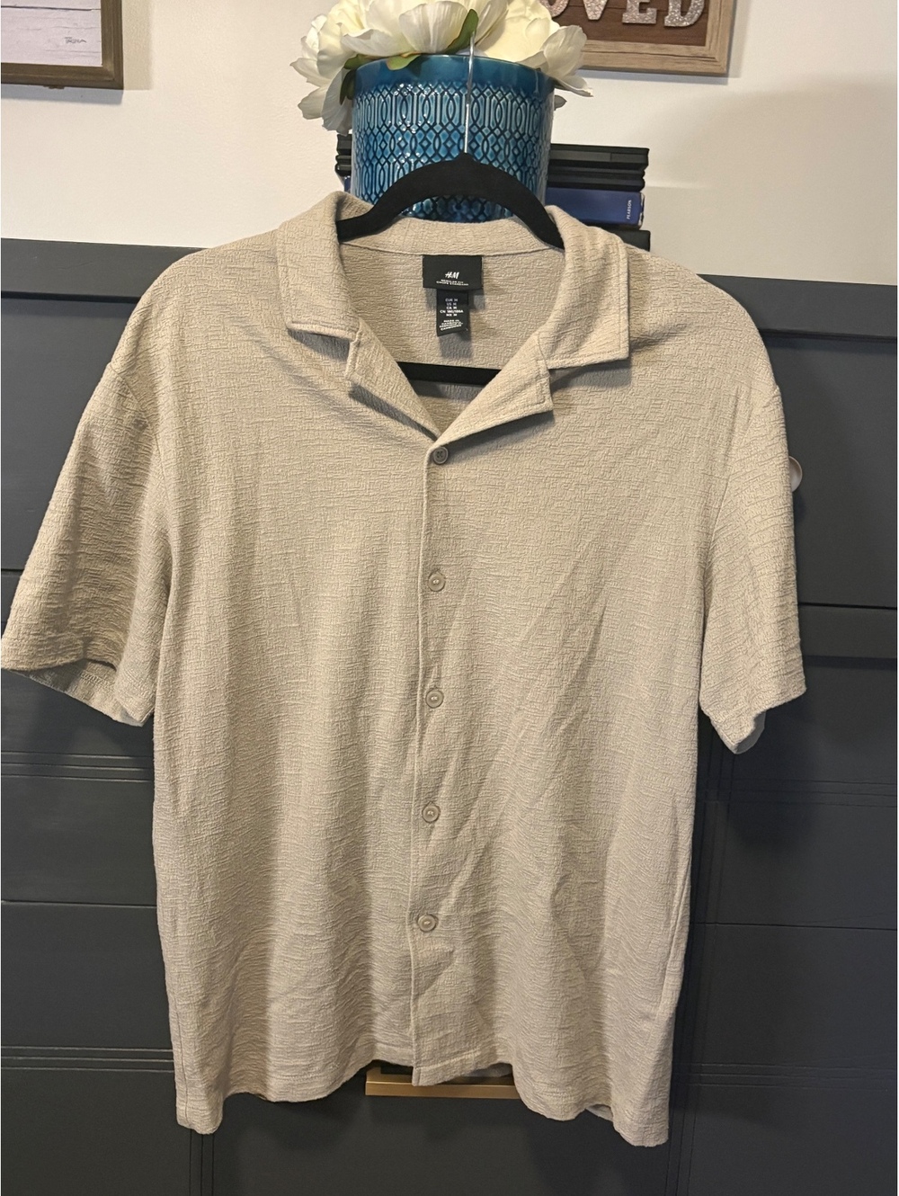 H&M Men Polo Shirt Regular Fit Beige Medium